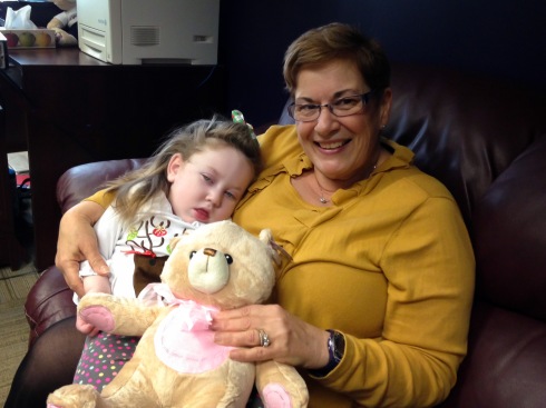 Lauren snuggling up to Doreen after her appointment